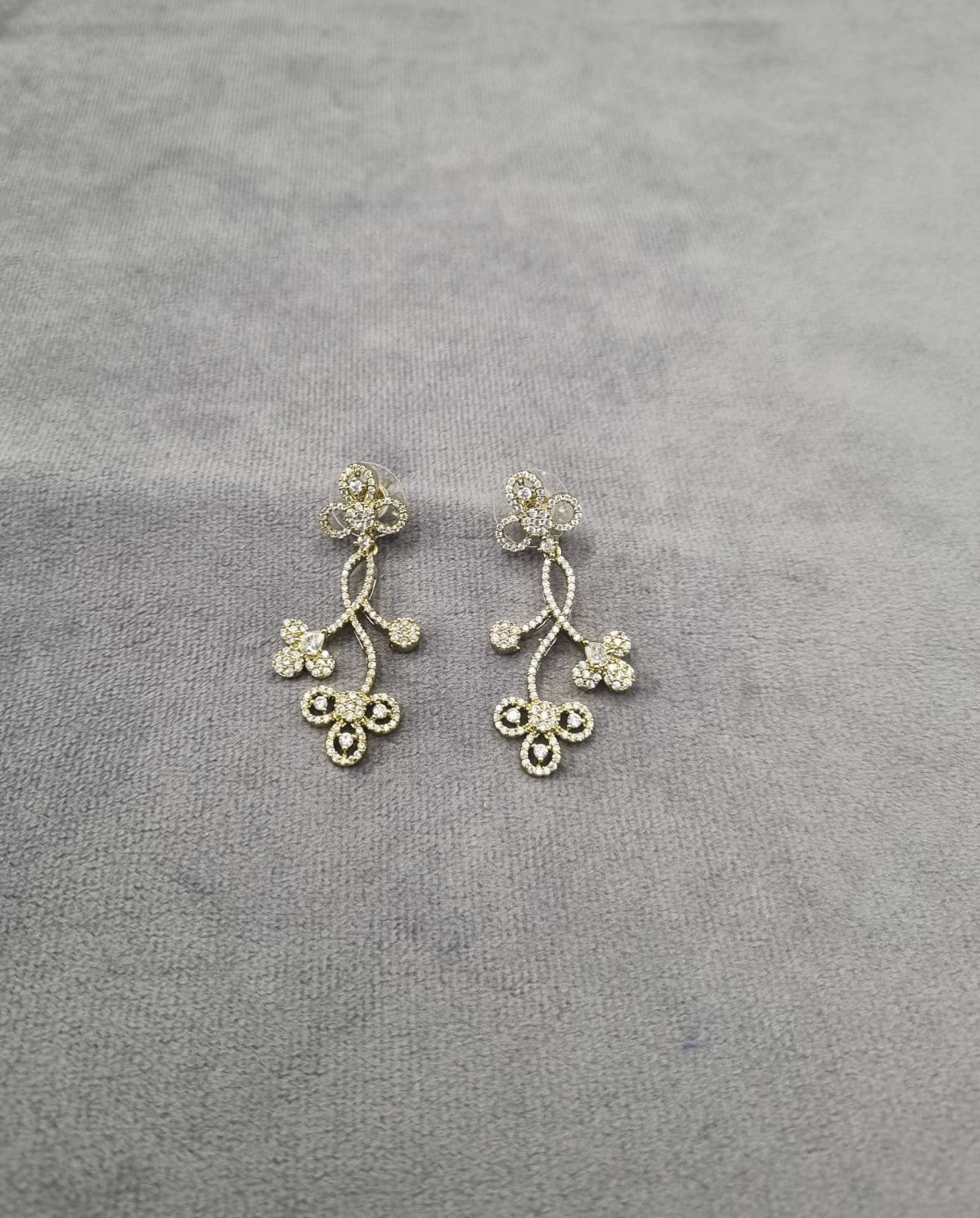 Dainty White Zircon Floral Branch Earrings